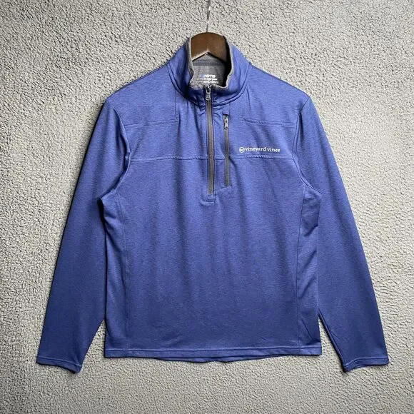 Vineyard Vines On the Go Shep 1/4 Zip Shirt Men’s Deep Bay Blue Mens Small