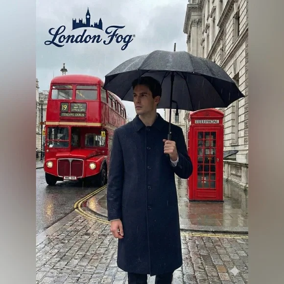London Fog Men's Black Trench Coat