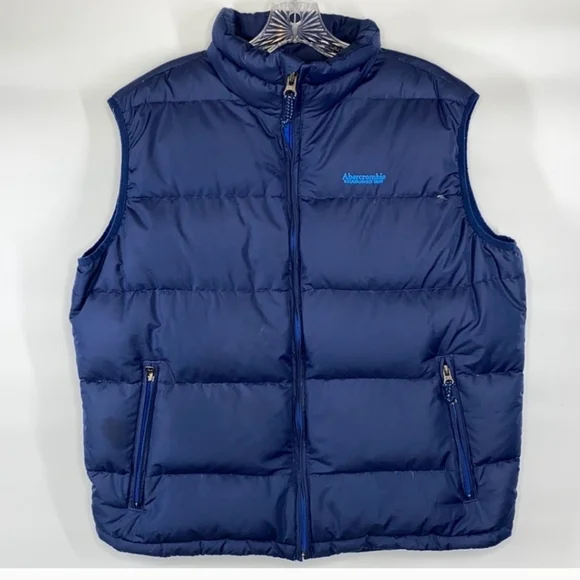 Abercrombie & Fitch Men's Down Puffer Vest Blue Size M