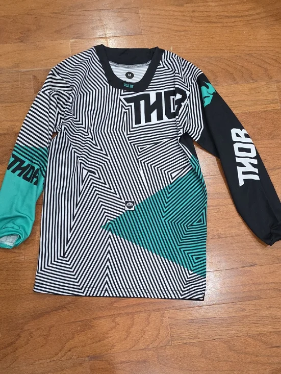 thor Black, White & Teal Geometric‎ Riding Jersey