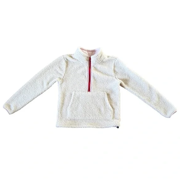 The Black Dog Girls Cozy Cream Half Zip Fleece Pullover Kids Large New England
