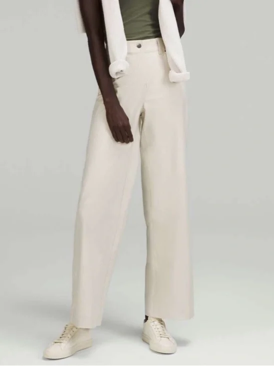 NWT Lululemon City Sleek 5 Pocket Wide-Leg High-Rise Pant Natural Ivory size 27