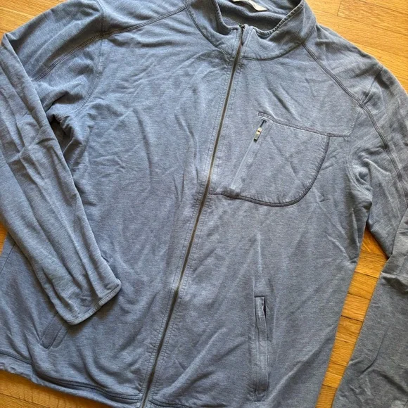 Tasc Performance‎ Full Zip Up Men Large Blue Bamboo Stretch Casual Golf Organic