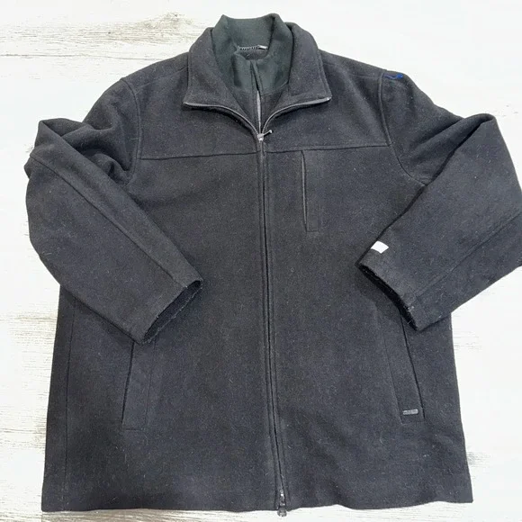 Calvin Klein Double Layer Black Wool Coat Men's Size XL - Double‎ Zip