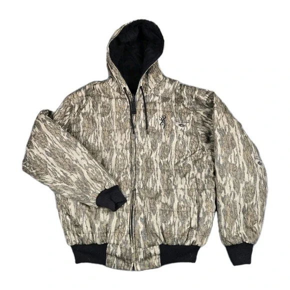 Browning Camo Jacket Coat Men's Size Small Hunting Reversible Gorpcore Mossy Oak