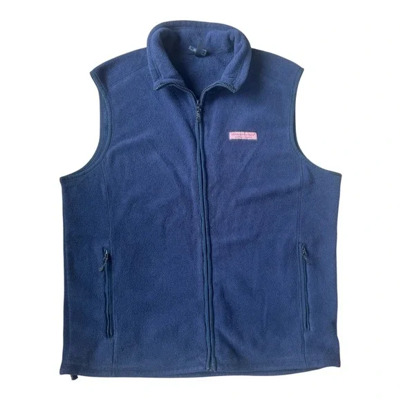 Vineyard‎ Vines Men's M Navy Harbor Fleece Vest Whale Logo Martha's Vineyard