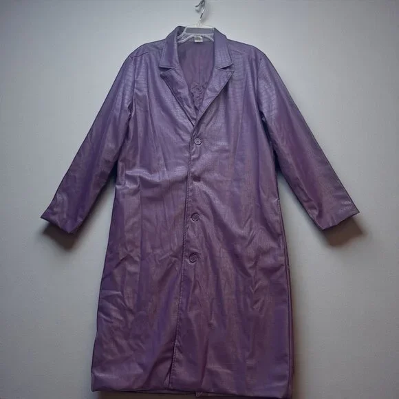 The Joker Suicide Squad Mens Large Purple Trench Coat Cosplay