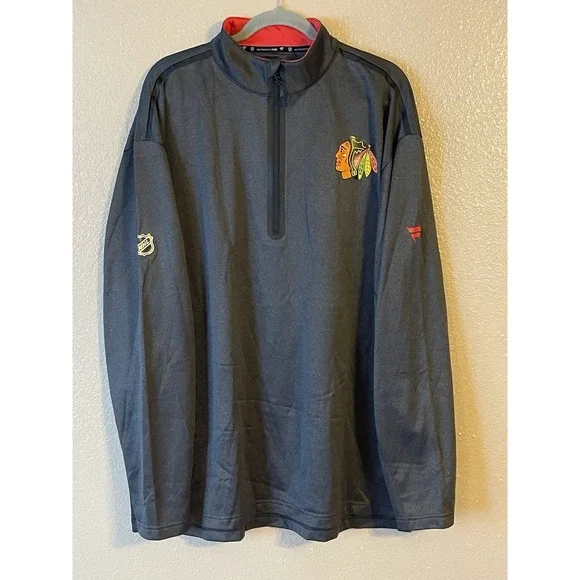 Men's 2XL NWOT Chicago‎ Blackhawks Fanatics Authentic Pro 1/4 Zip Jacket Gray