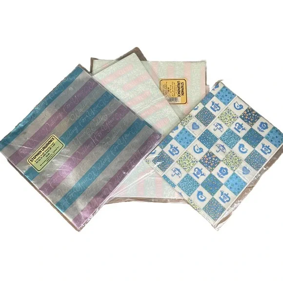 Vintage 80s Bridal Wedding Bridal Shower Gift Wrap Assortment‎ 10 Sheets