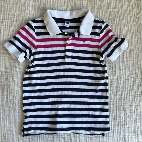 Janie and Jack Shirt size‎ 6 Navy Stripe Pink Boys