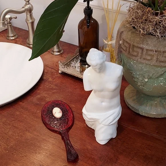 Vintage 1980's Avon Cameo Lucite Hand Held Mirror Feminine Romantic Style