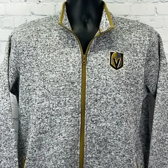 Las Vegas Golden Knights Full Zip Fleece Sweater Jacket NHL Gray M Medium