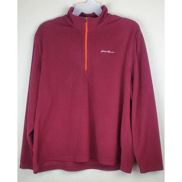 Eddie Bauer Men's 2XL Maroon 1/4 Zip Fleece Jacket