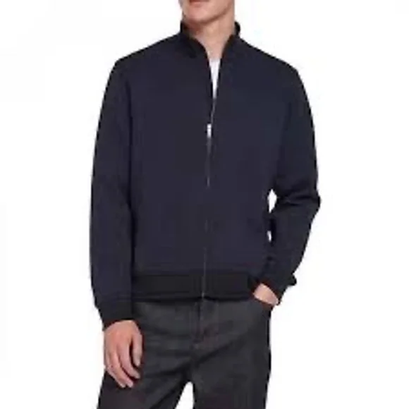 Ted Baker London Men’s Quilted Jersey Bomber Jacket - Navy, Size 8‎ (Large), New