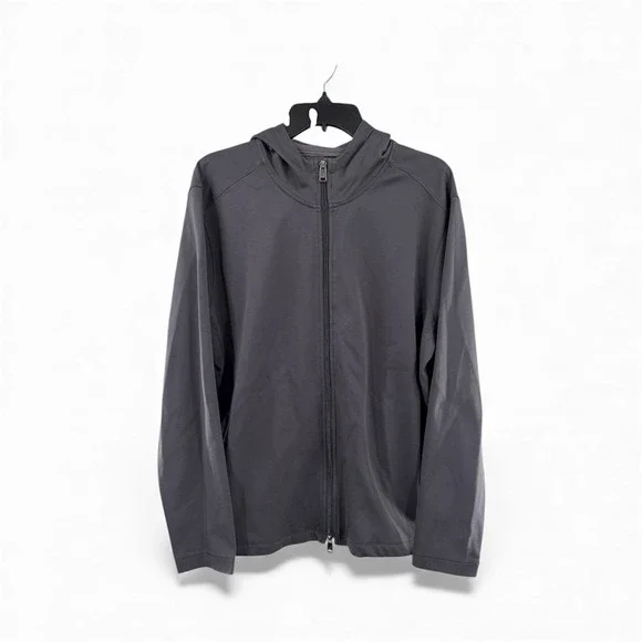 Raffi Etra Men's Large Charcoal Gray Full Zip Jacket Aqua Cotton‎ Hoodie