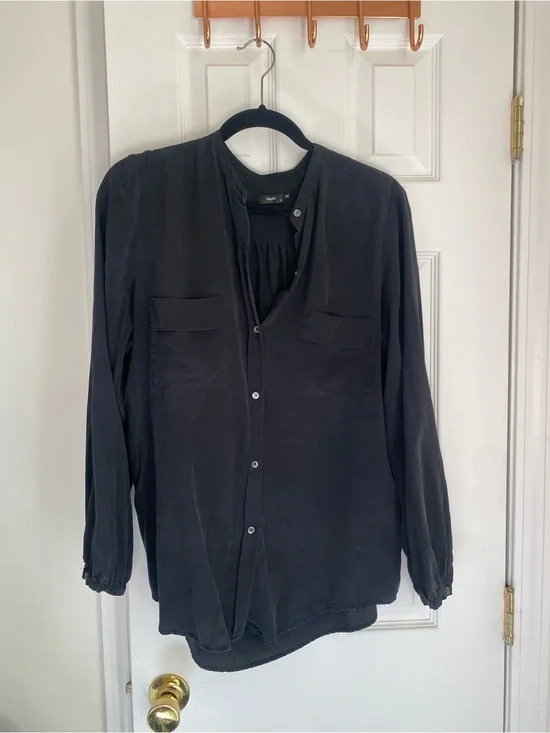 Black Filippa K 100% silk Button-Front Shirt Jacket