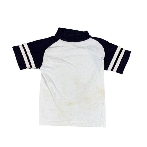 Vintage Donmoor‎ Kids Crewneck Raglan T-Shirt Blue White 70s USA Made Size 8