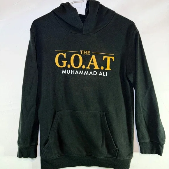 Muhammad Ali Boys GOAT Graphic Hoodie Black Yellow Hybrid Apparel Size Large L