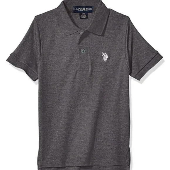U.S. Polo Assn Boys Gray Polo Shirt NWT Short Sleeve Youth
