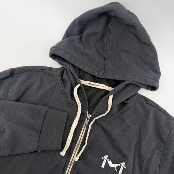 Marine Layer Zip Hoodie Mens XL‎ Gray Cotton Tencel Modal Hammock Graphic