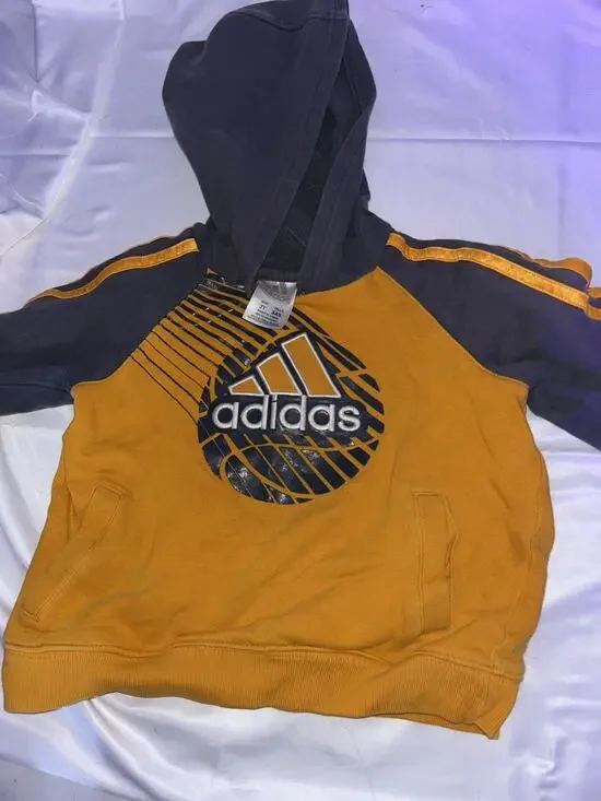 Kids Boys Adidas Size 3T orange And Grey Hoodie Hooded Sweatshirt