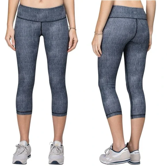 Lululemon Women's 6 Wunder Under Crop Burlap Black Dune Yoga Leggings Athleisure