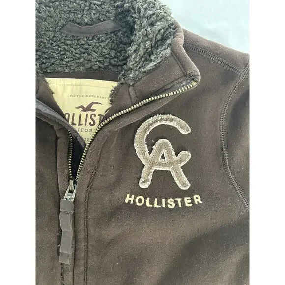 Vintage Hollister Y2K Sherpa Lined Zip Up Jacket Men's Medium