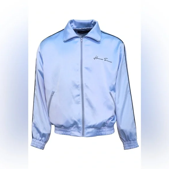 Homme + Femme World Famous Light Blue Bomber Jacket NWT Size Small