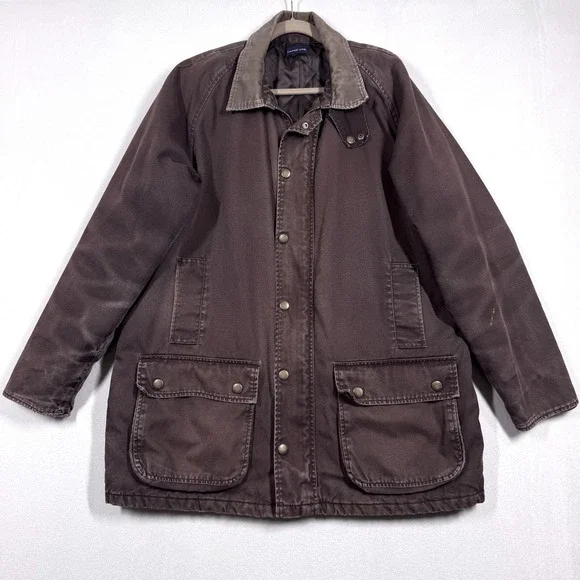 Lands End Jacket Men XL Tall Chore Coat Barn Field Canvas Quilted Workwear Brown