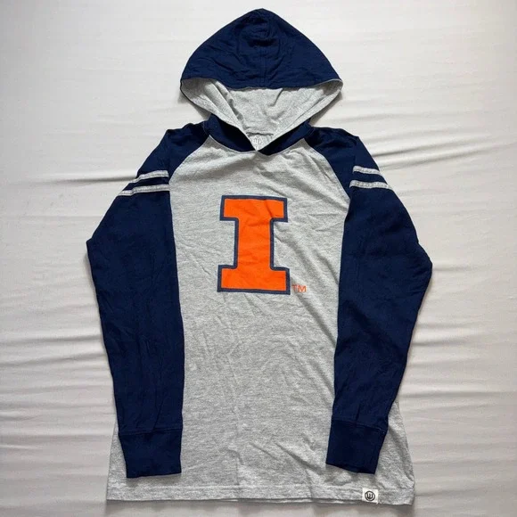 Wes‎ and Willy Illinois Fighting Illini Kids XL 18/20 Hooded Raglan Shirt BWLST