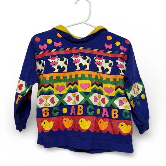 Vintage Mini Waves Colorful Kids Animal Print Shirt- 24 Months