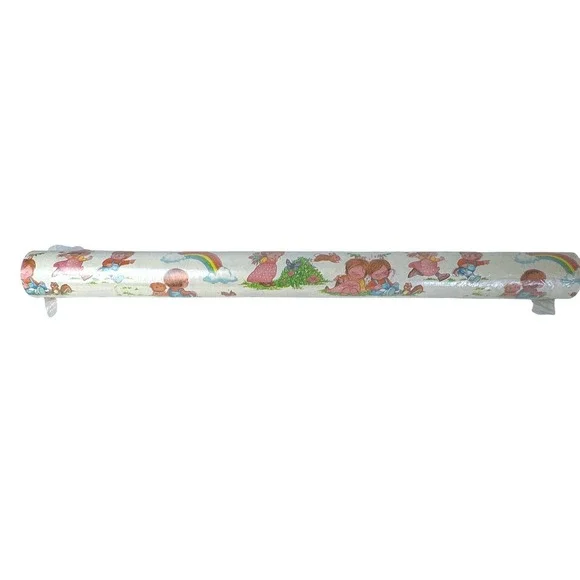 Vintage‎ 80s Gift Wrap Paper Roll Children Rainbow Bunnies Squirrels 24 Inch