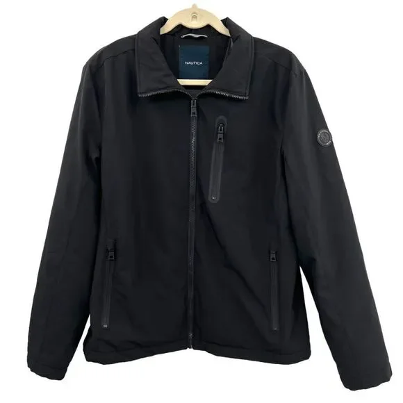 Nautica Black Soft Shell and Fleece Wind and Water Resistant Jacket Size M