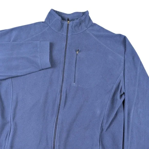 LL Bean Mens XL Tall Blue Full Zip Fleece Jacket Midweight Mock Neck DNF3