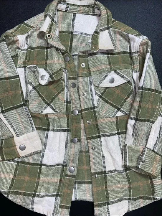 ⭐️ 3/$15 • wonder nation • Olive • Plaid • Snap-Front Shirt • Unisex •