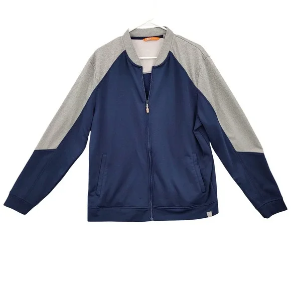 C-BUK by Cutter & Buck Mens Pop Fly Full Zip Jacket Large Blue Gray Colorblock