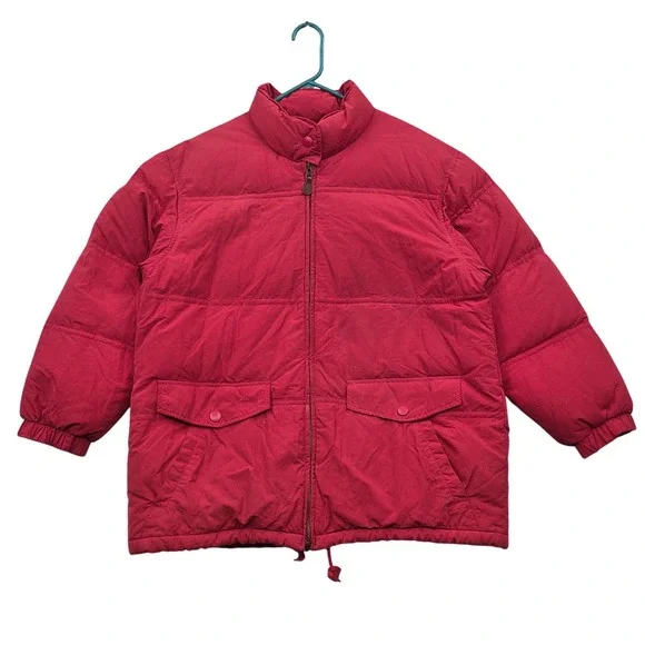 Vintage Y2K Eddie Bauer Goose Down Puffer‎ Jacket Red Full Zip Coat Mens 2XL