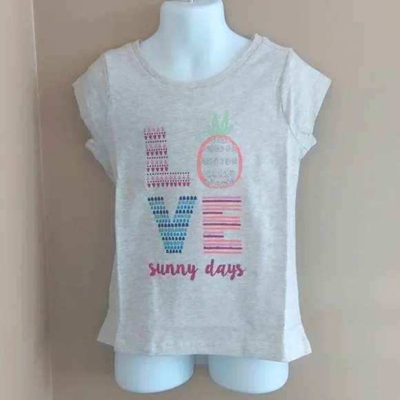 Gymboree Love pineapple short sleeve tee t shirt - light gray - XS (4)