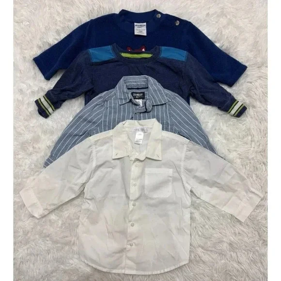Oshkosh Boden Janie & Jack Top Lot Of 4 Boys Top Button Shirt Long Sleeve 12mos