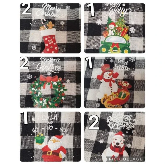 Set‎ of 9 Checked Fabric Christmas Gift Loot Candy Bags Pouch Reusable Unbranded
