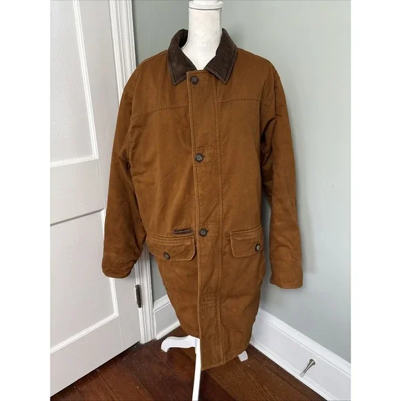 LL BEAN Canvas Chore‎ Jacket Men's Large TALL Primaloft Lined Barn Coat Brown