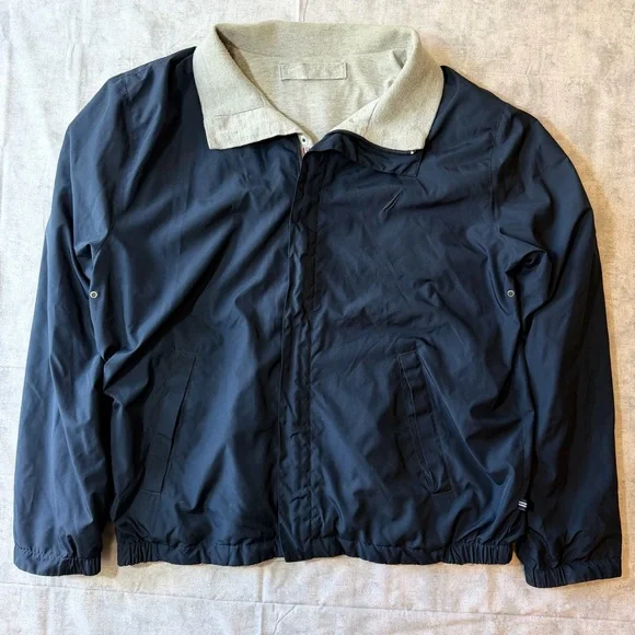 Vintage Nautica‎ Men’s Large Reversible Windbreaker Bomber Jacket Navy Heathered
