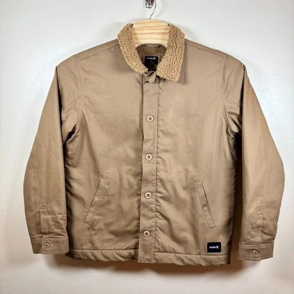 Hurley Military Sherpa Jacket Men's Large Beechtree Canvas Chore Barn Coat