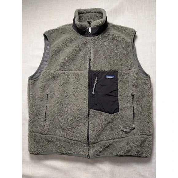 Vintage Patagonia Retro-X Deep Pile Fleece Shepra Vest Full Zip Olive  XXL 90s