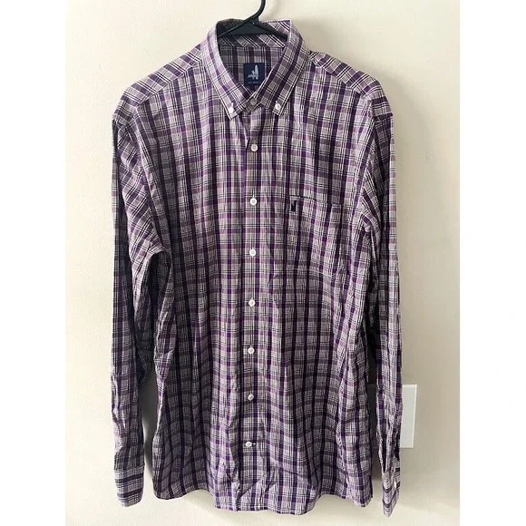 Johnnie-O Men's Long Sleeve Button Down Shirt Green Purple Size Large