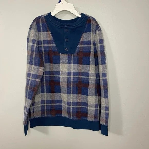 Tea Collection Blue‎ Plaid Button Shirt 100% Cotton Boy Size 12