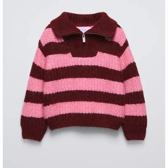 NWT Zara zippered striped pull over sweater 9/10