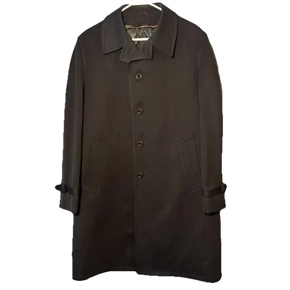 Vintage Crownwear Brown All Weather Coat 42R‎ Zip Out Liner Plaid Lined Overcoat