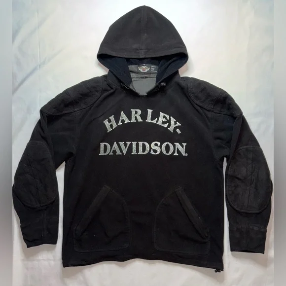 Harley Davidson Size M Vintage Black & Green Padded Motorcycle Riding Jacket