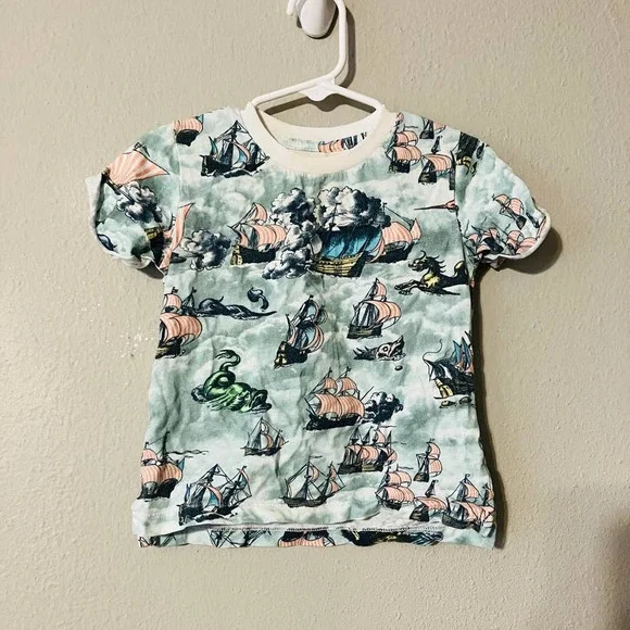 Paper Wings Pirate Ship Sea Monster Shirt Organic 18m Light Wings